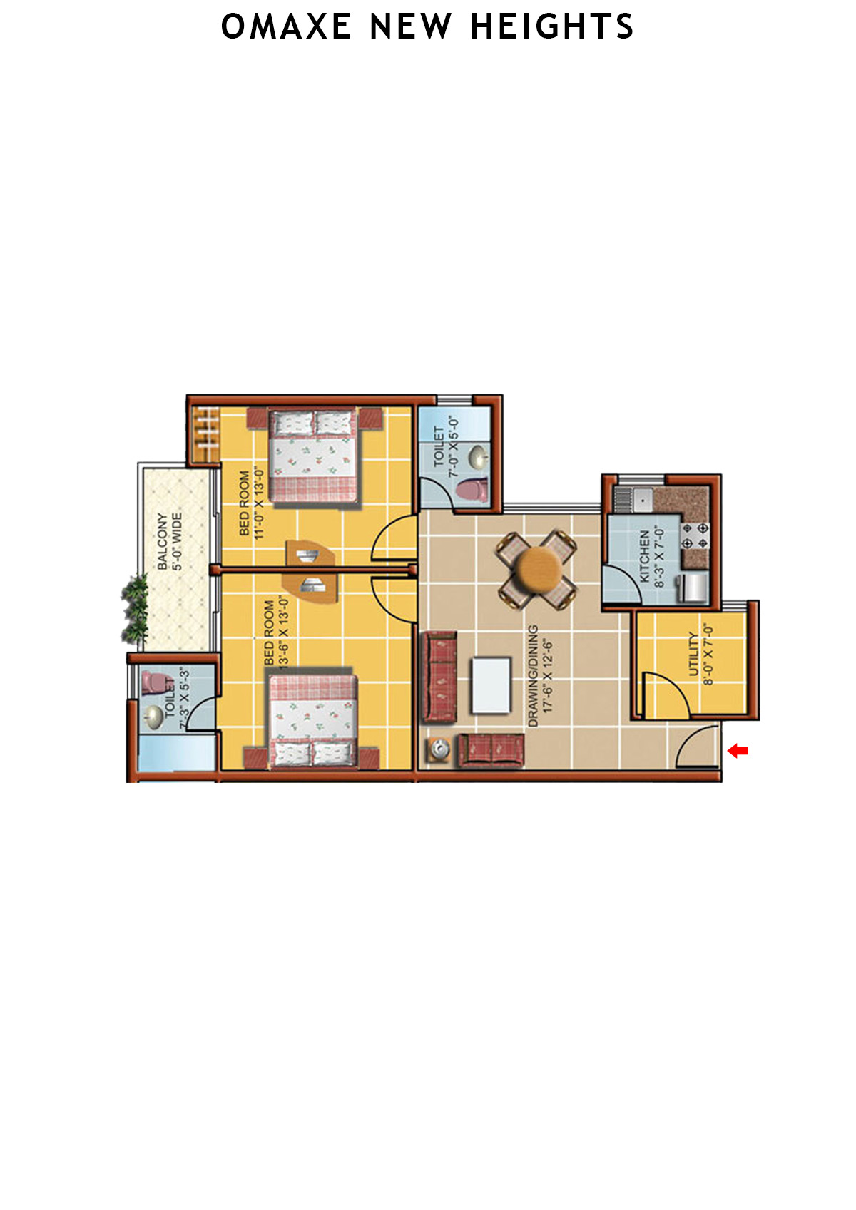 Omaxe New Heights  Bloomberg Unit 4 Floor Plan