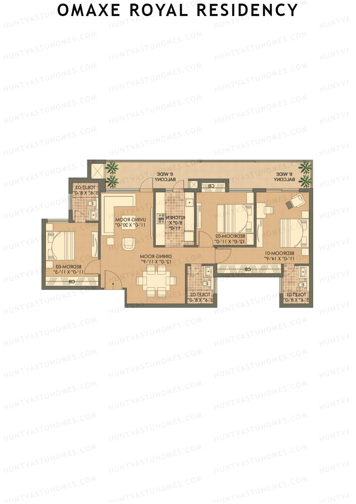 Omaxe Royal Residency Tower A Unit 3 Floor Plan