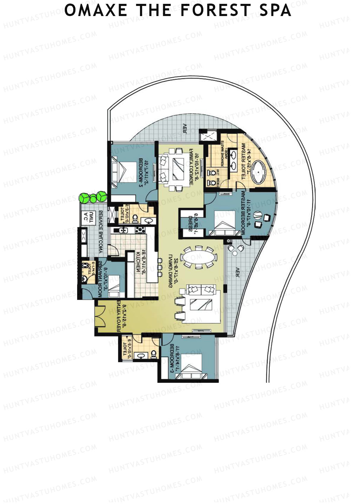 Omaxe The Forest Spa Palace A Unit 3 Floor Plan