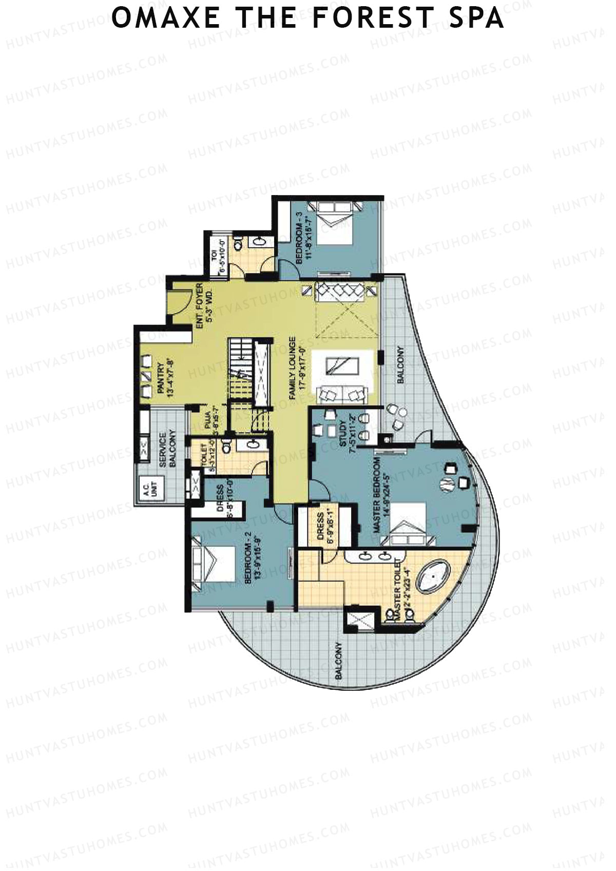 Omaxe The Forest Spa Palace A Unit 4 Type (Penthouse) Floor Plan