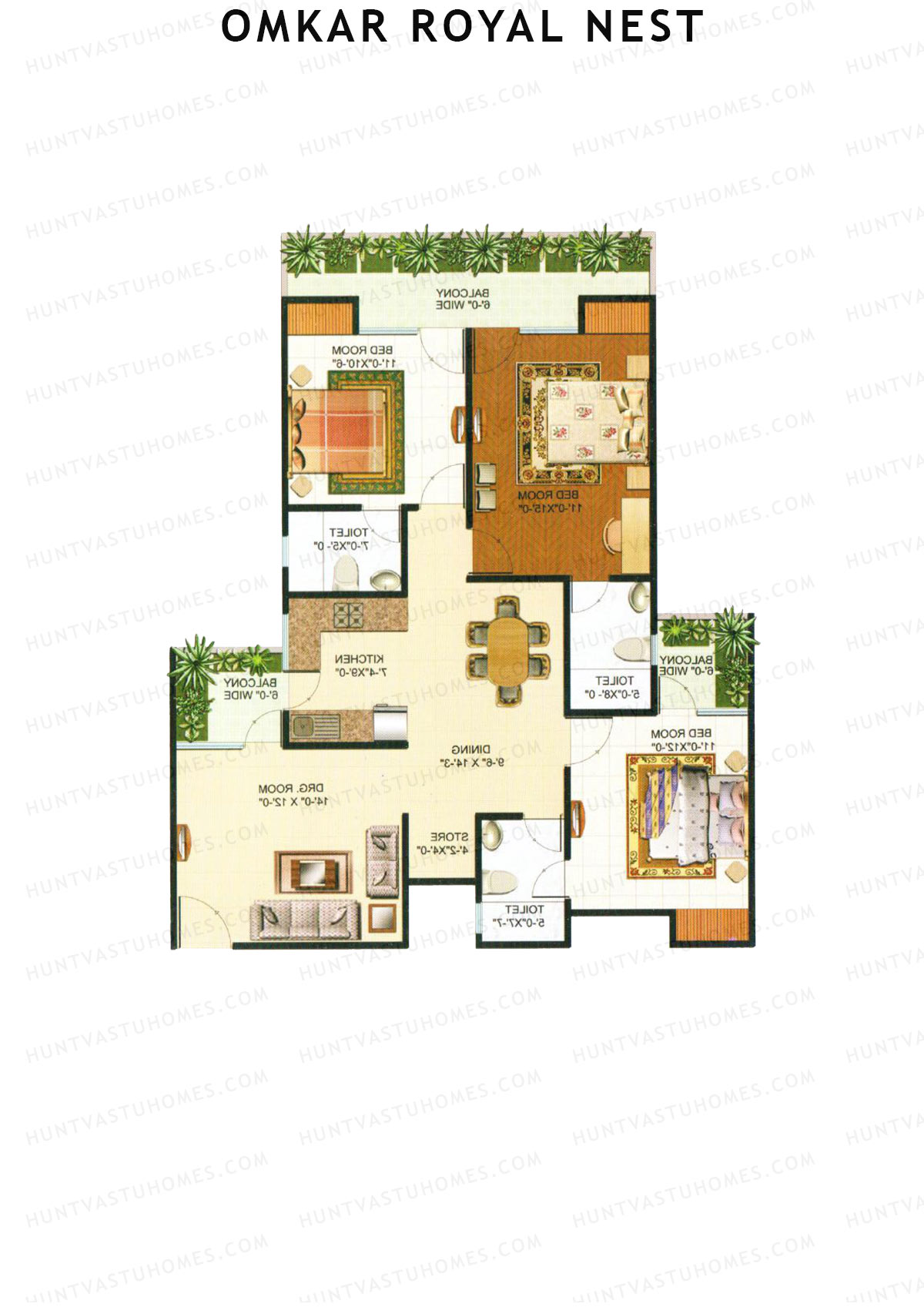 Omkar Royal Nest Tower N1 Unit 3 Floor Plan