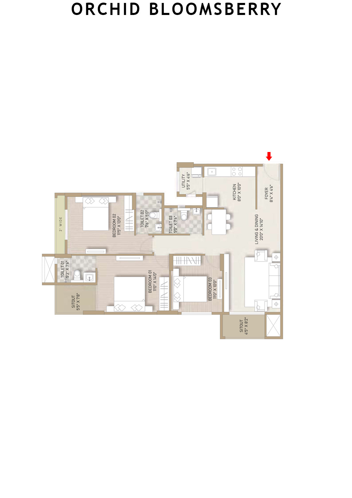 Orchid Bloomsberry Tower A Unit 3 Floor Plan