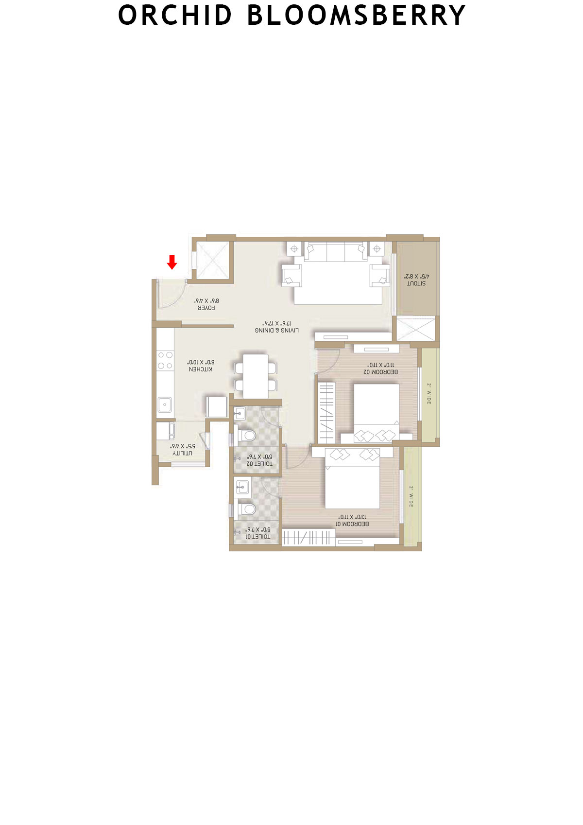 Orchid Bloomsberry Tower B Unit 1 Floor Plan