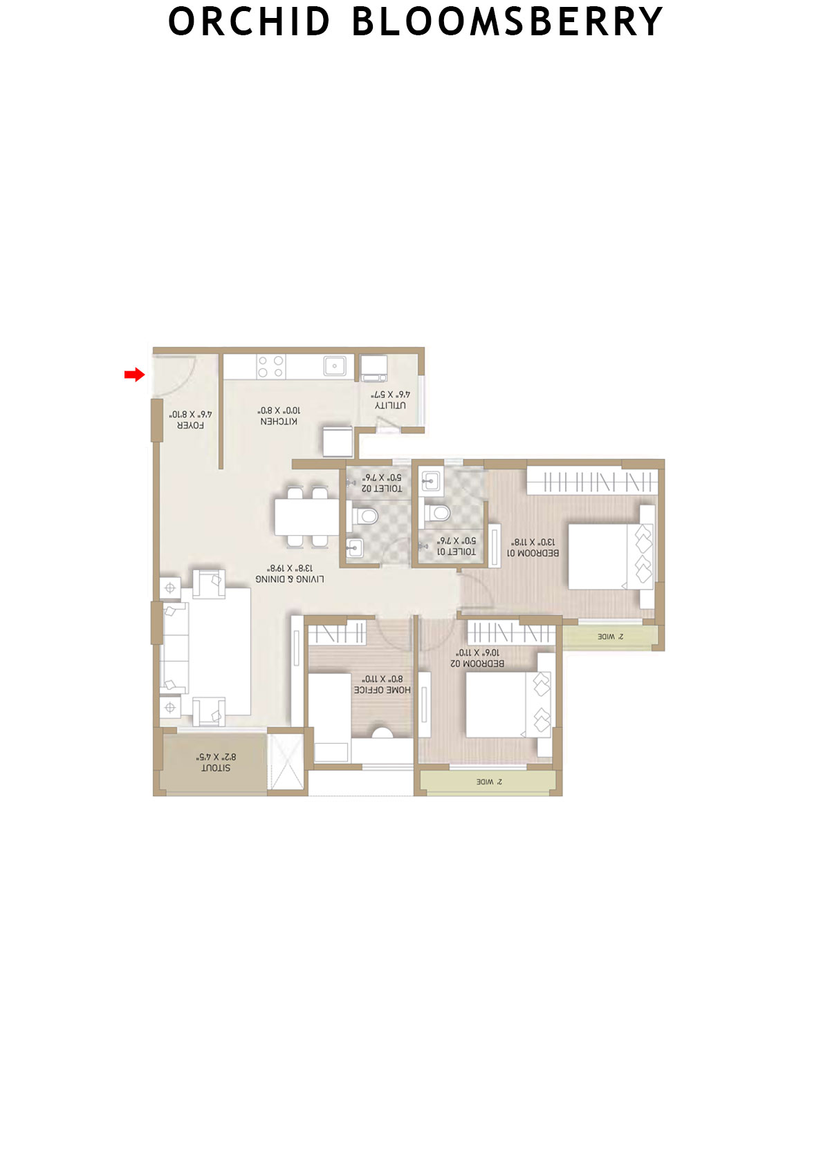 Orchid Bloomsberry Tower B Unit 2 Floor Plan
