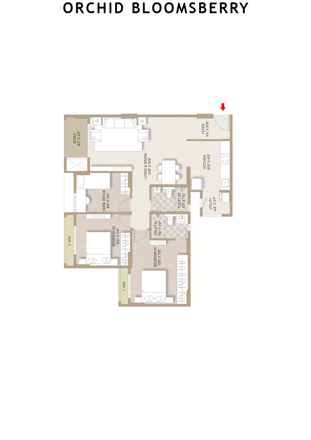 Orchid Bloomsberry Tower B Unit 3 Floor Plan