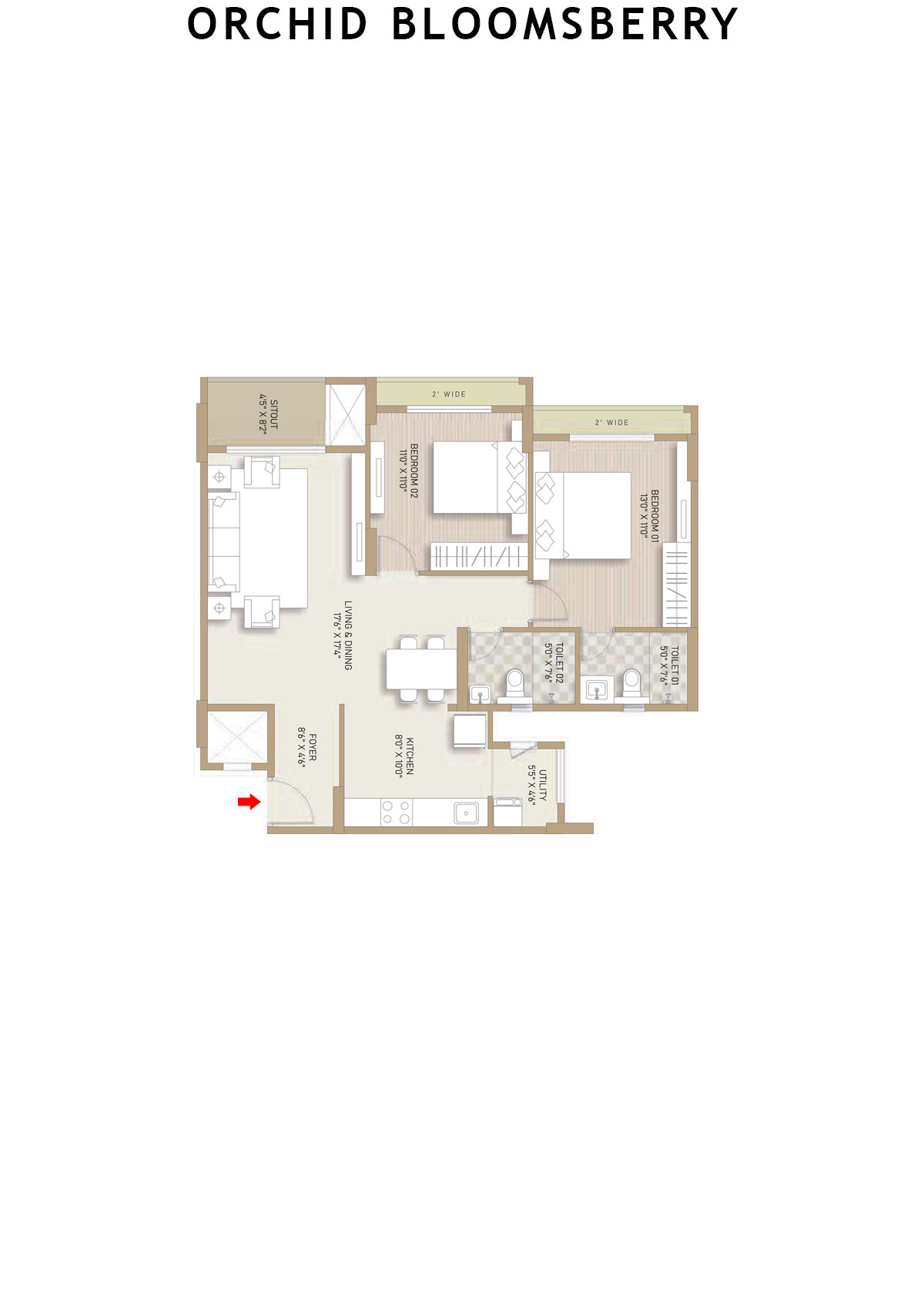 Orchid Bloomsberry Tower C Unit 1 Floor Plan