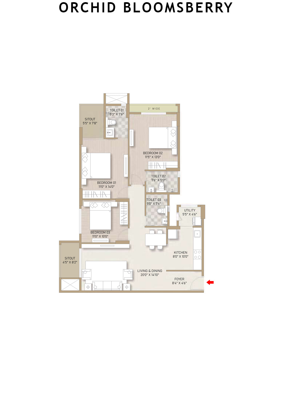 Orchid Bloomsberry Tower C Unit 6 Floor Plan