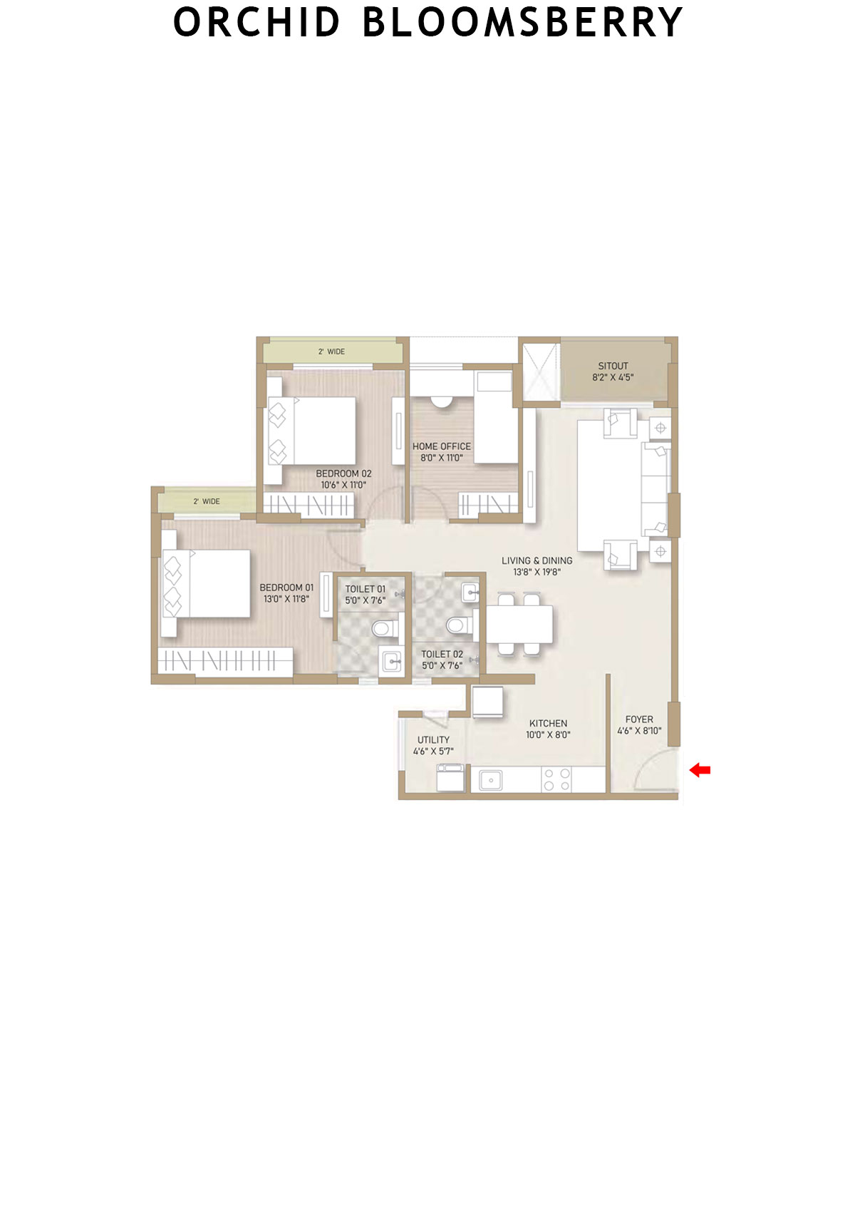 Orchid Bloomsberry Tower D Unit 1 Floor Plan