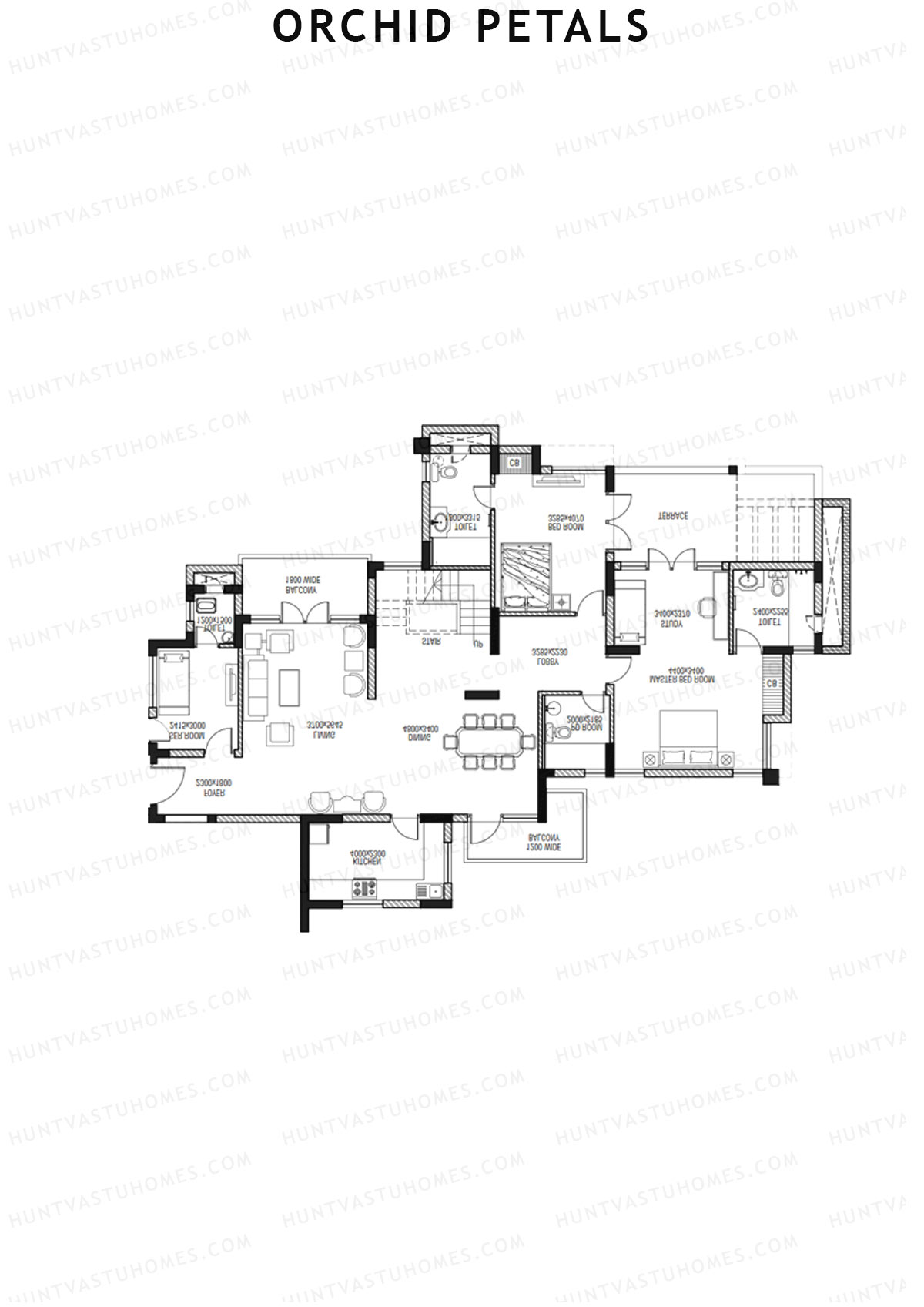 Orchid Petals Tower 12 Unit 2 Type PH LW(Penthouse) Floor Plan