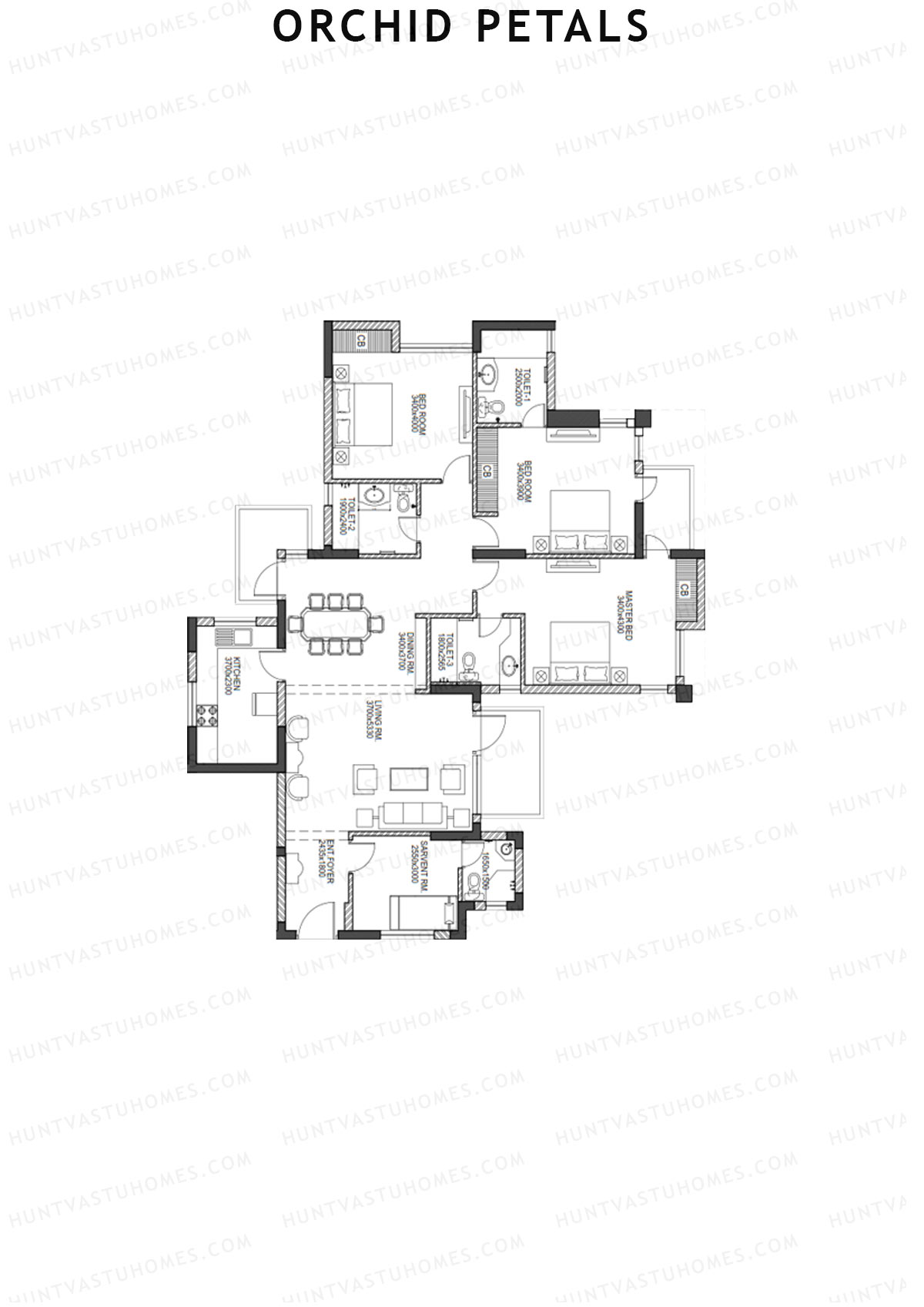 Orchid Petals Tower 15 Unit 1 (Type B) Floor Plan