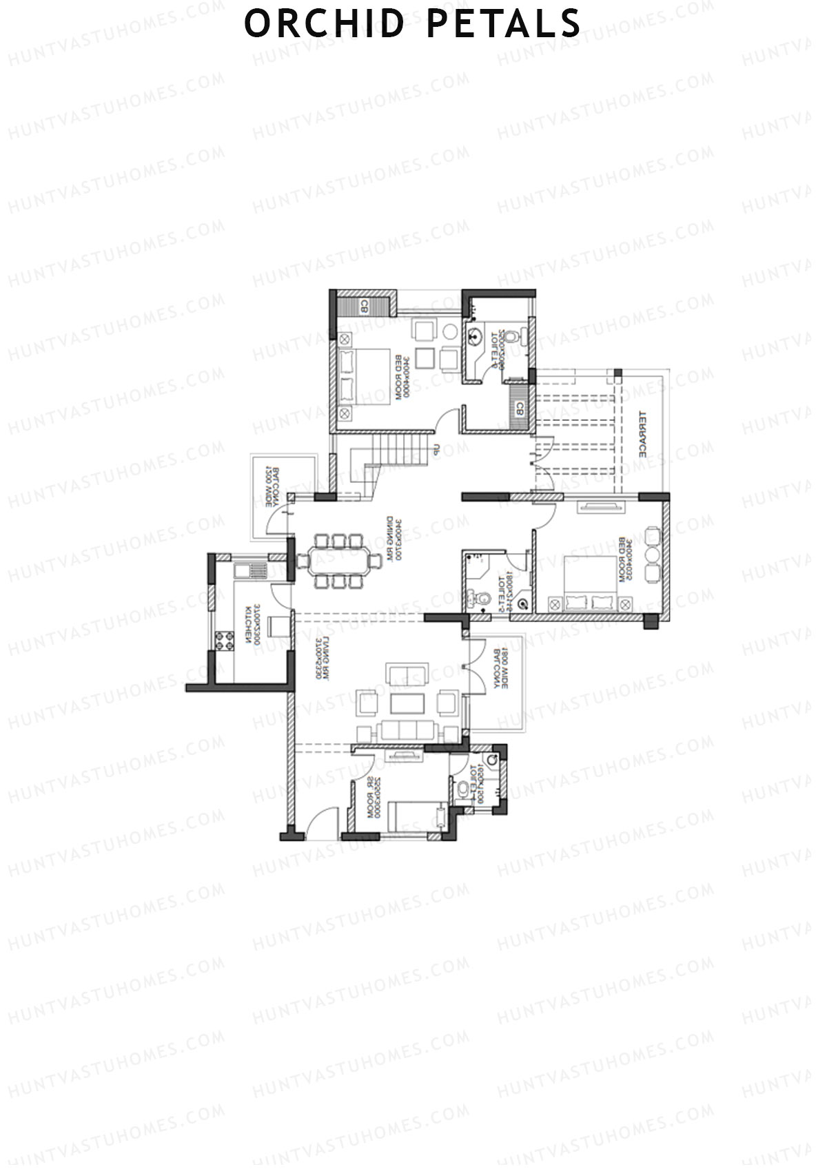 Orchid Petals Tower 15 Unit 1 Type PH LW(Penthouse) Floor Plan