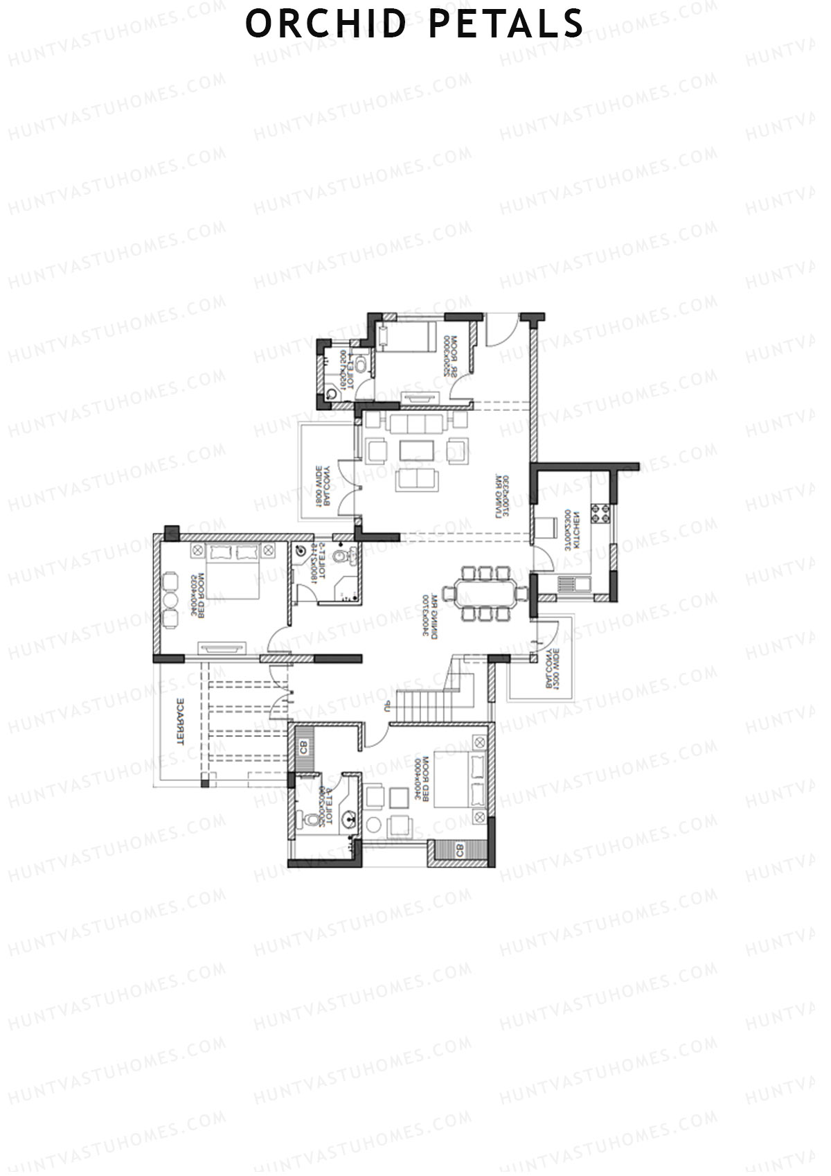 Orchid Petals Tower 15 Unit 3 Type PH LW(Penthouse) Floor Plan
