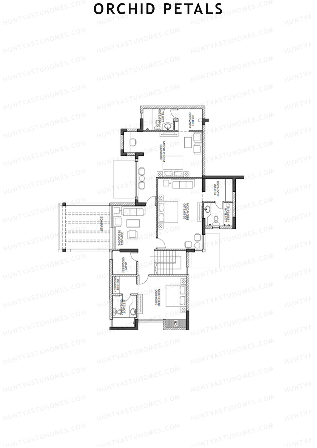 Orchid Petals Tower 15 Unit 3 Type PH LW(Penthouse) Floor Plan