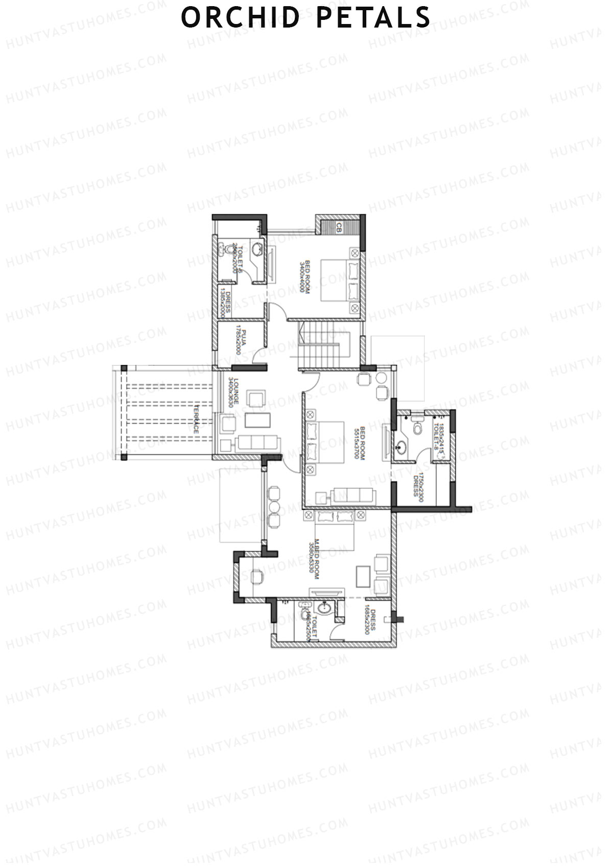 Orchid Petals Tower 15 Unit 4 Type PH LW(Penthouse) Floor Plan