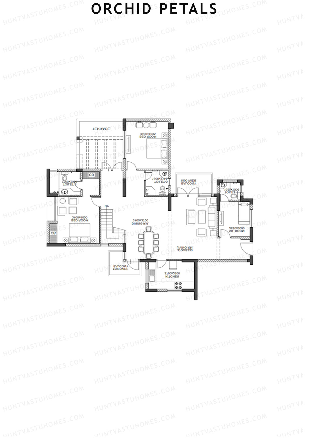 Orchid Petals Tower 17 Unit 1 Type PH LW(Penthouse) Floor Plan
