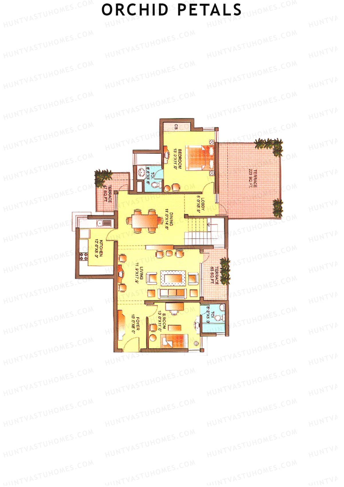 Orchid Petals Tower 19 Unit 1 TYPE PH LW(Penthouse) Floor Plan