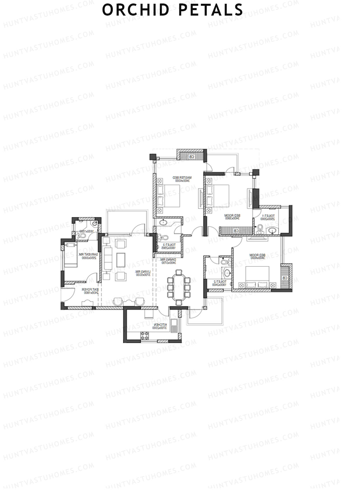 Orchid Petals Tower 1 Unit 2 (Type B) Floor Plan