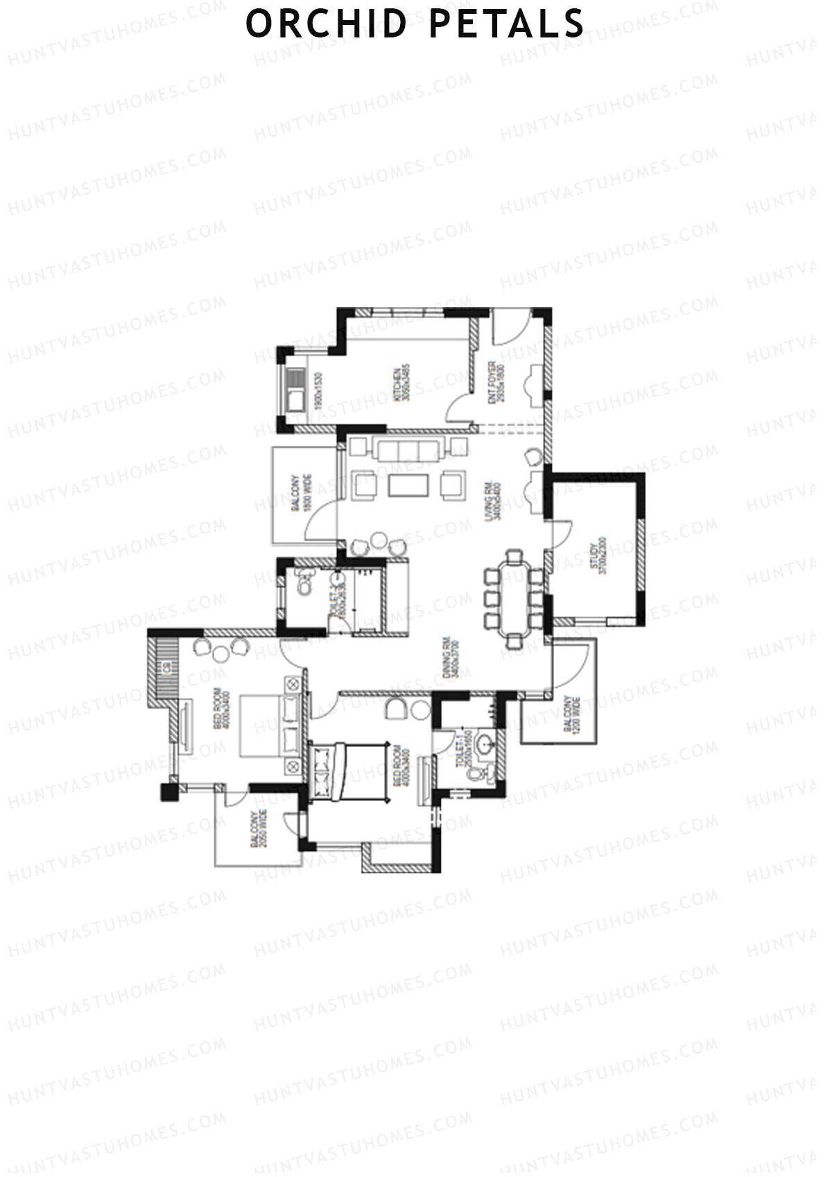 Orchid Petals Tower 20 Unit 1 (Type A) Floor Plan