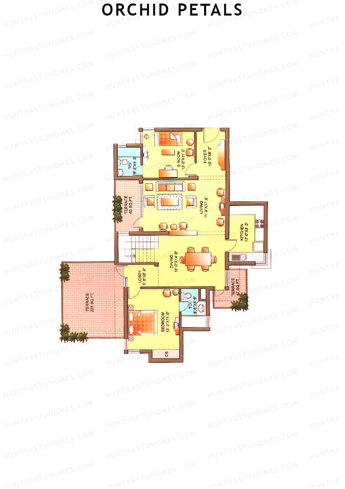 Orchid Petals Tower 21 Unit 3 TYPE PH LW(Penthouse) Floor Plan