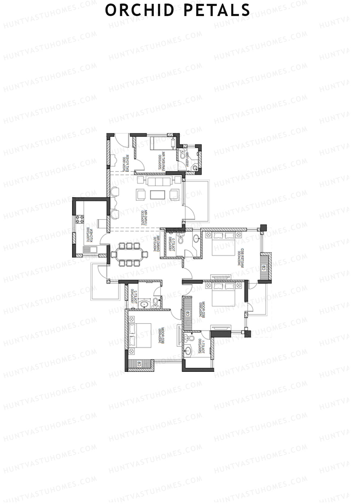 Orchid Petals Tower 22 Unit 4 (Type B) Floor Plan