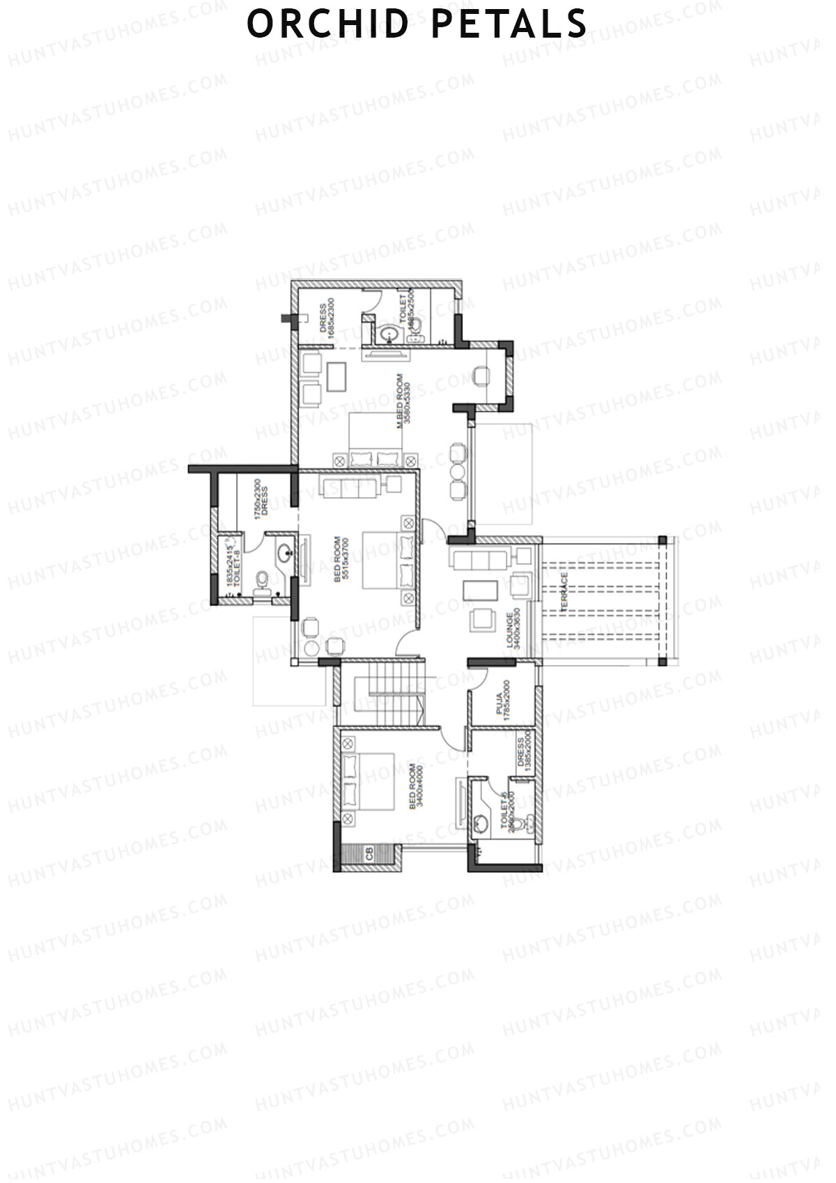 Orchid Petals Tower 23 Unit 2 TYPE PH LW(Penthouse) Floor Plan