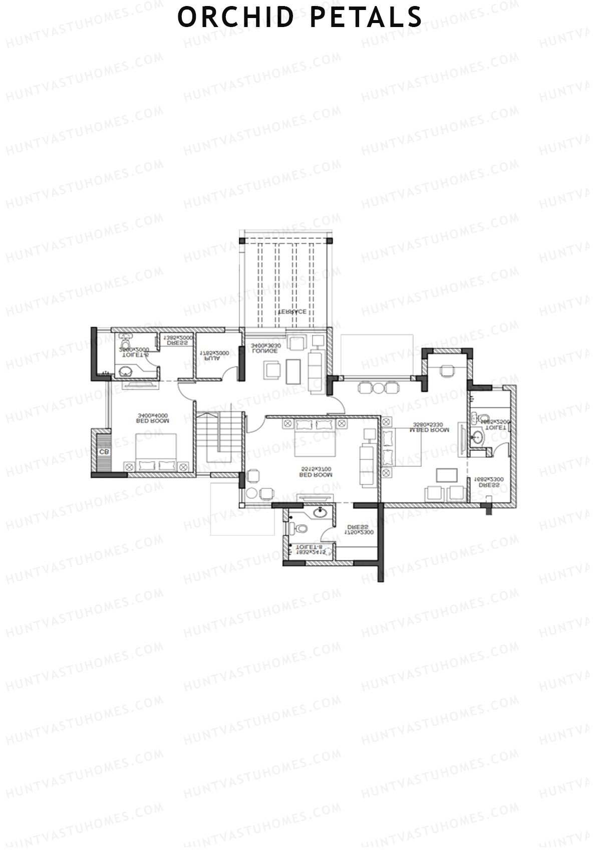 Orchid Petals Tower 5 Unit 3 Type PH LW(Penthouse) Floor Plan
