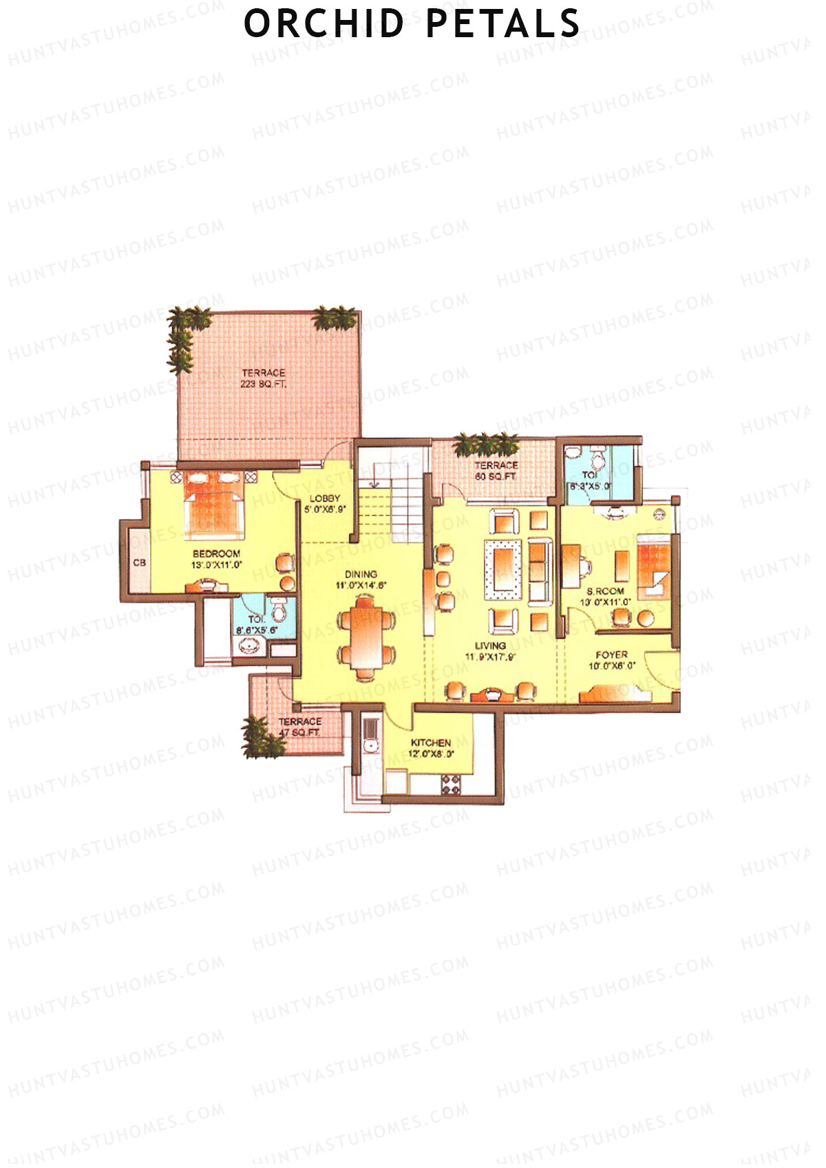 Orchid Petals Tower 7 Unit 3 Type PH LW(Penthouse) Floor Plan