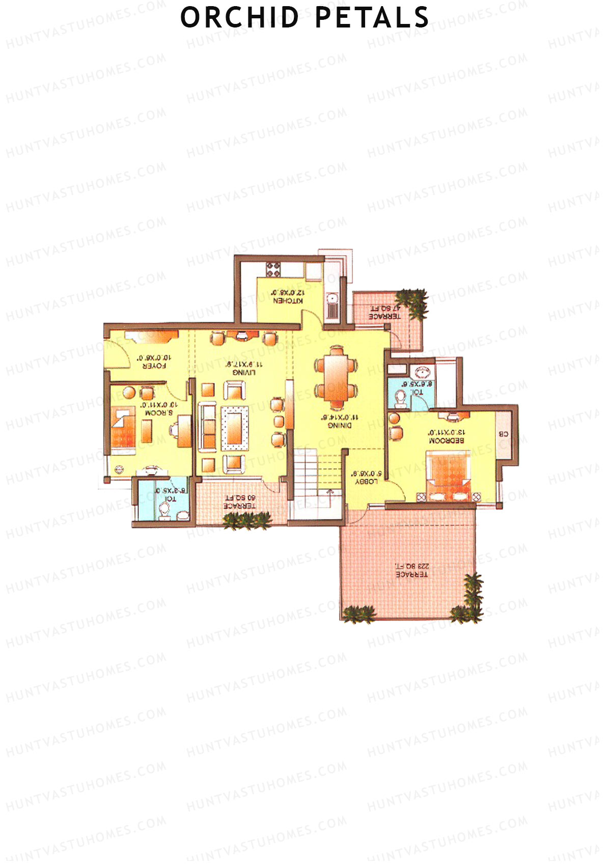 Orchid Petals Tower 8 Unit 1 Type PH LW(Penthouse) Floor Plan