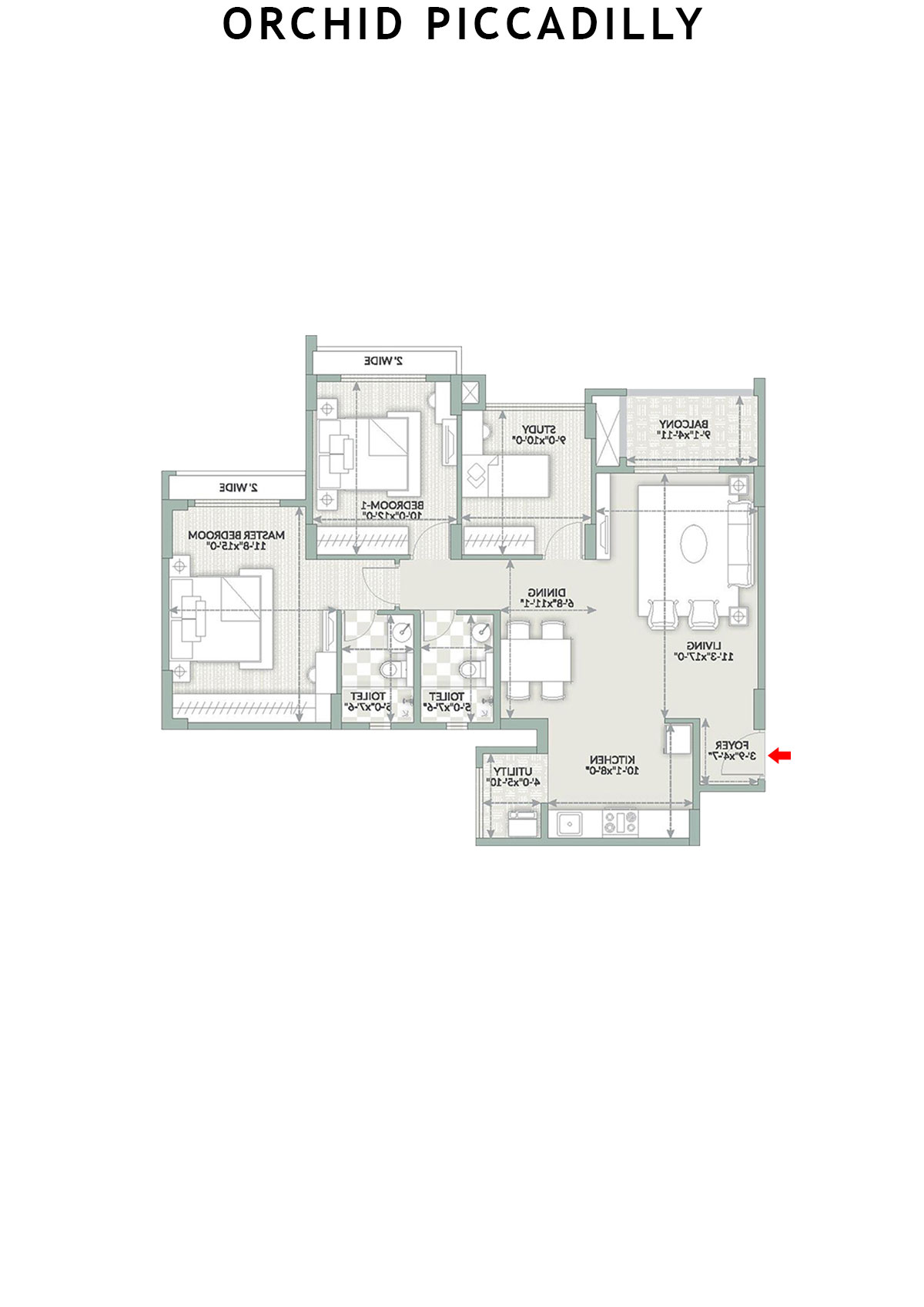 Orchid Piccadilly Tower B Unit 2 Floor Plan