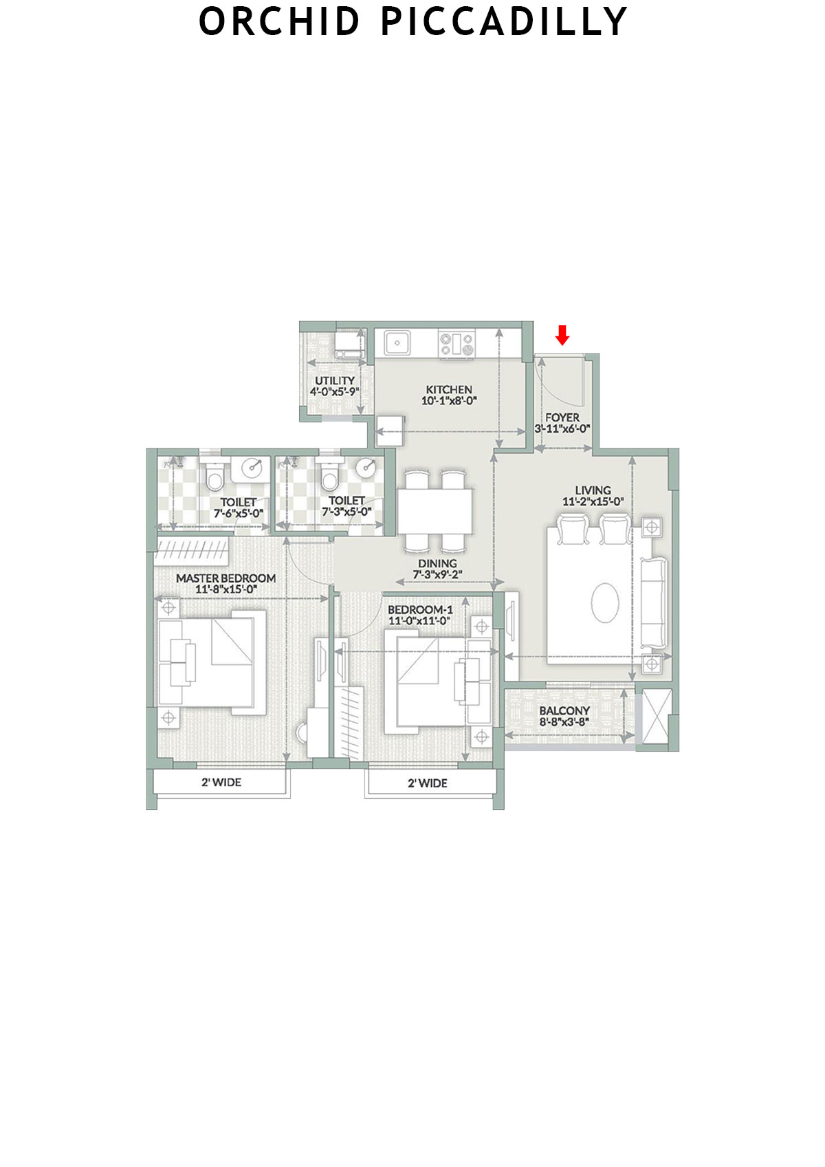 Orchid Piccadilly Tower C Unit 1 Floor Plan