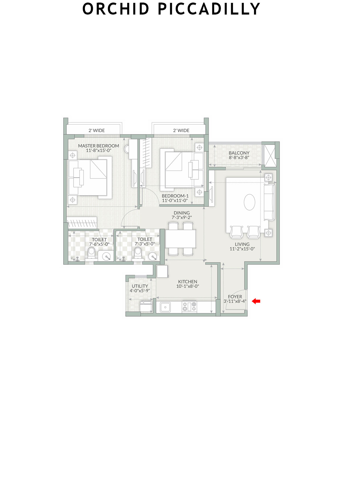 Orchid Piccadilly Tower C Unit 2 Floor Plan