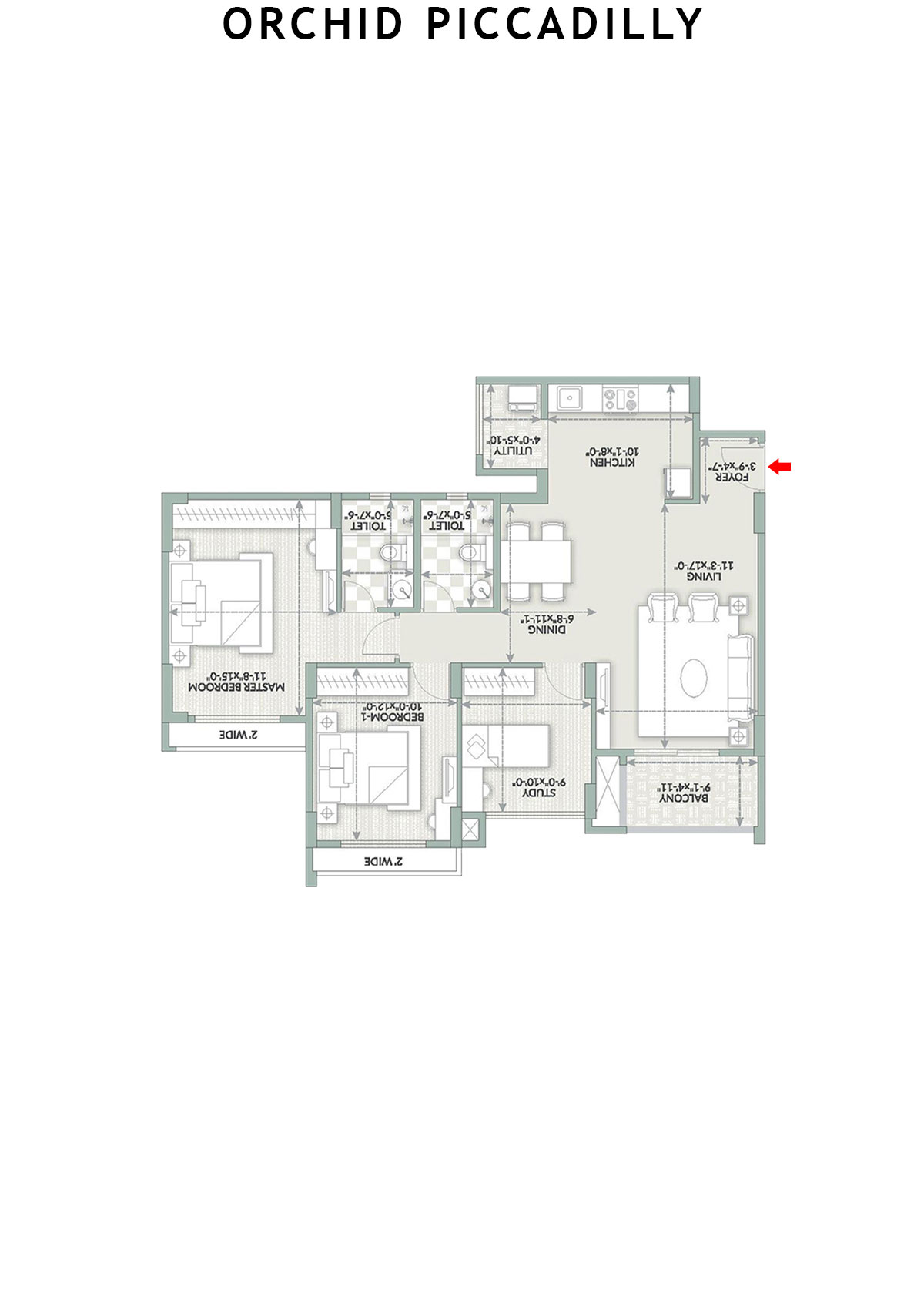 Orchid Piccadilly Tower D Unit 1 Floor Plan