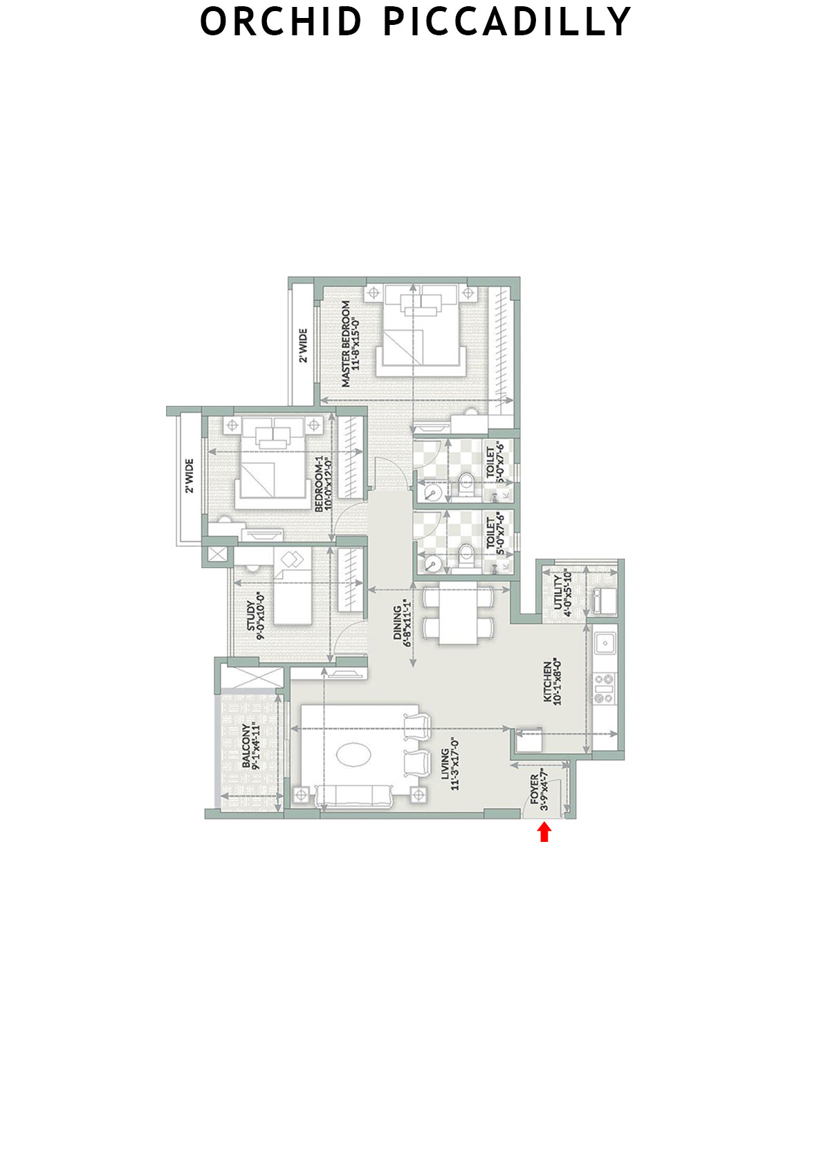 Orchid Piccadilly Tower E Unit 1 Floor Plan