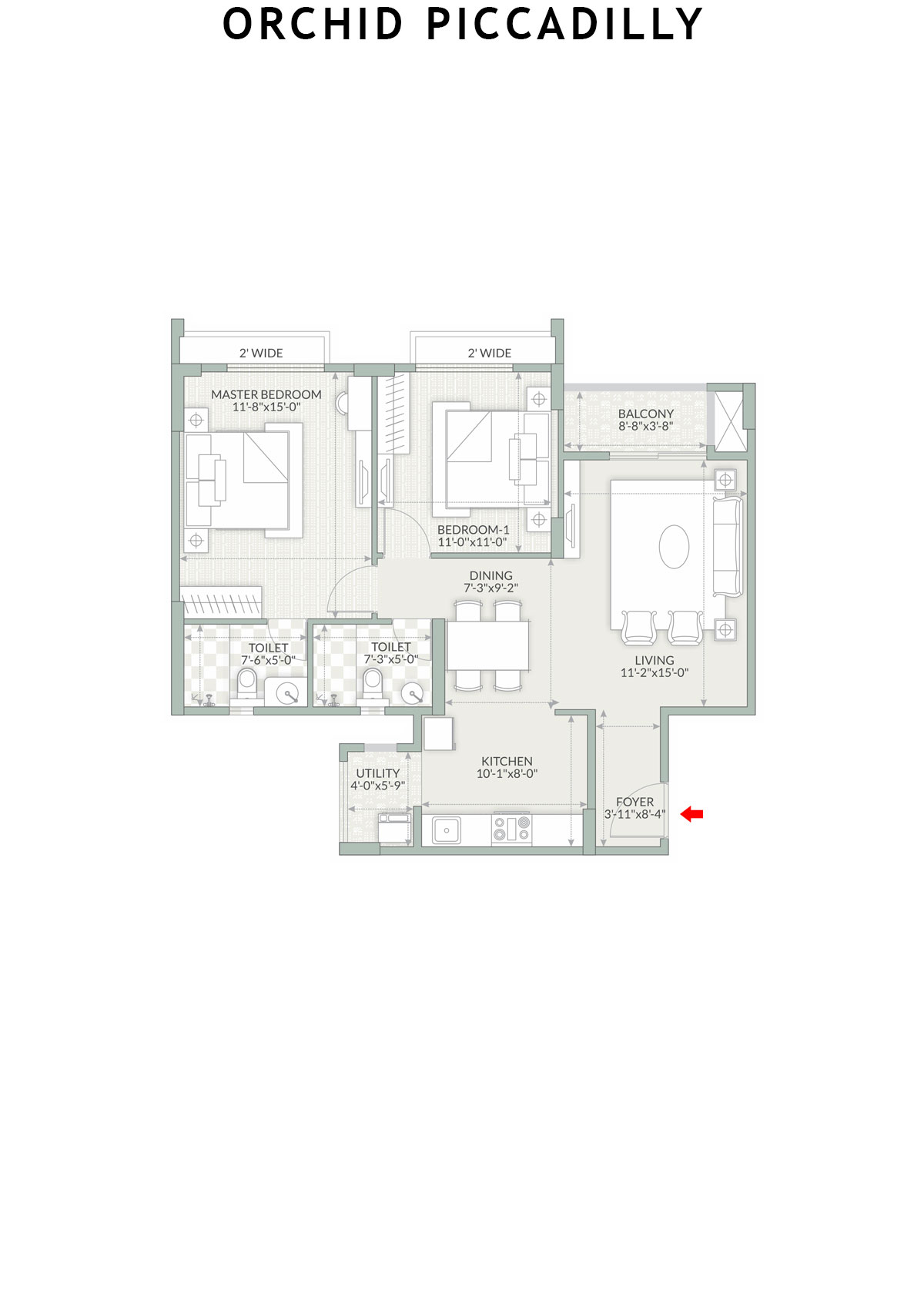 Orchid Piccadilly Tower F Unit 4 Floor Plan