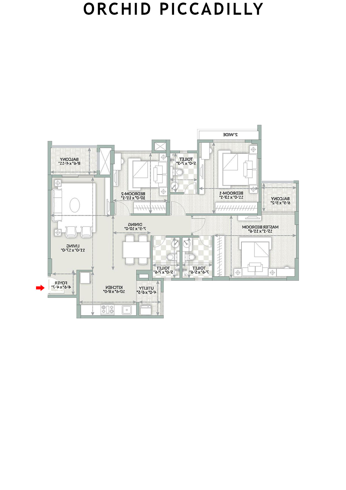Orchid Piccadilly Tower H Unit 1 Floor Plan