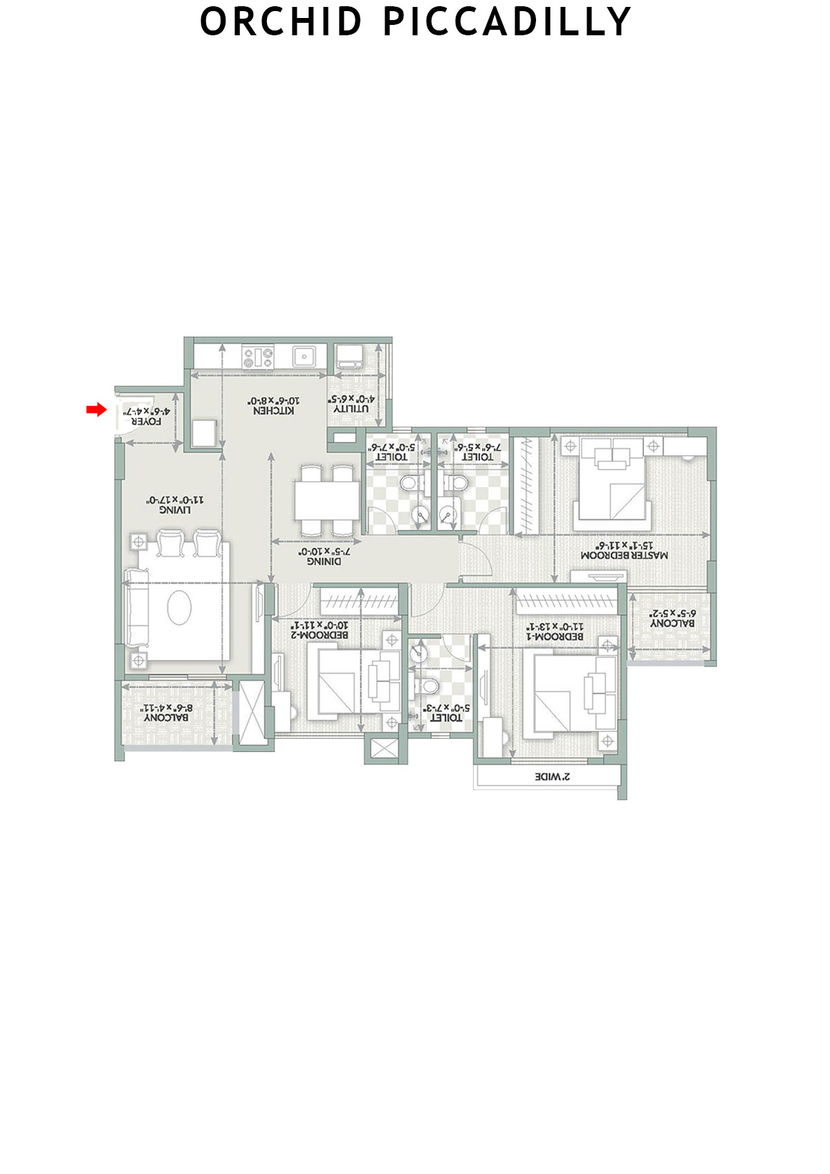 Orchid Piccadilly Tower H Unit 2 Floor Plan