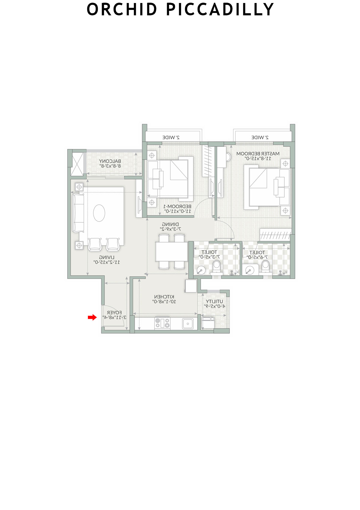 Orchid Piccadilly Tower I Unit 1 Floor Plan