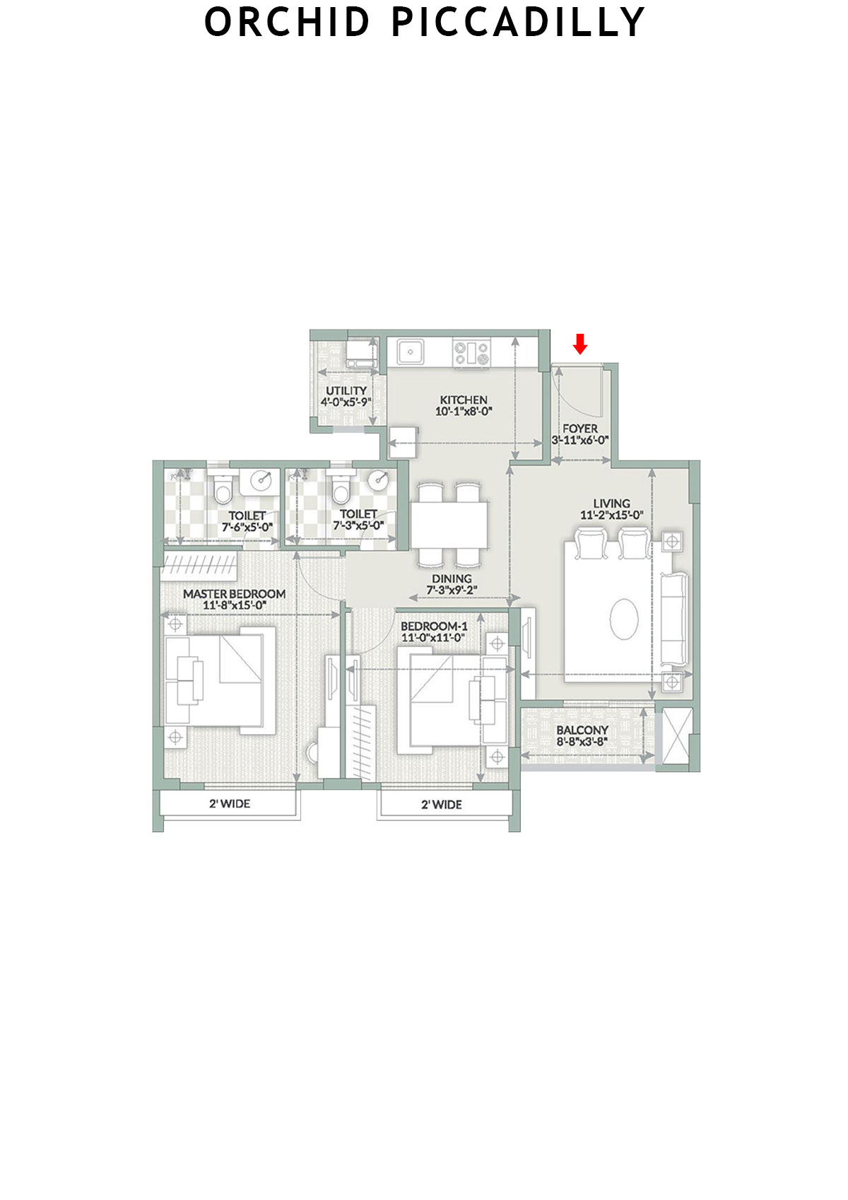 Orchid Piccadilly Tower I Unit 2 Floor Plan