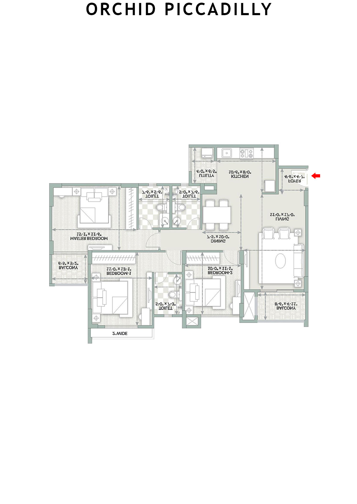Orchid Piccadilly Tower I Unit 3 Floor Plan