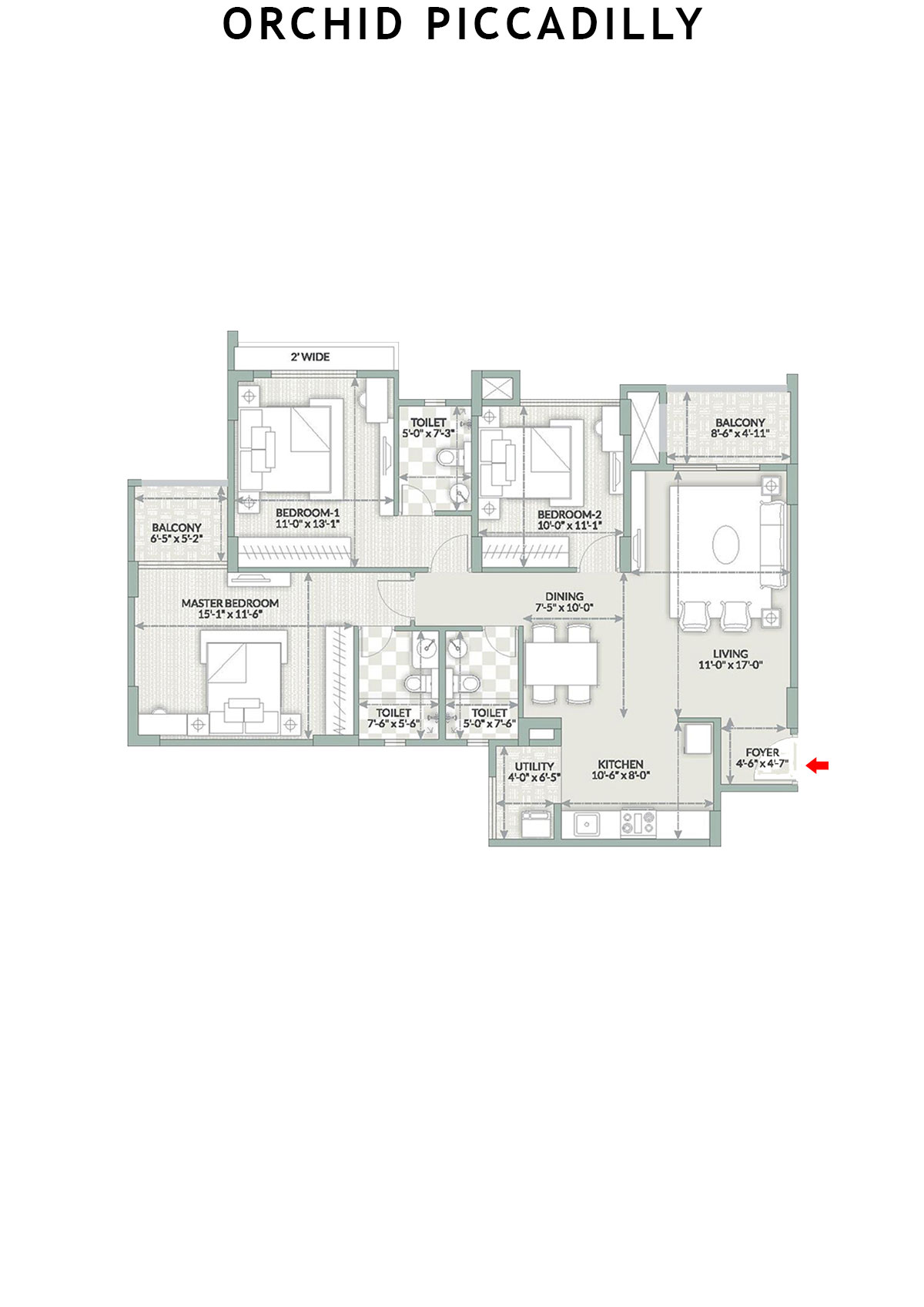 Orchid Piccadilly Tower I Unit 4 Floor Plan