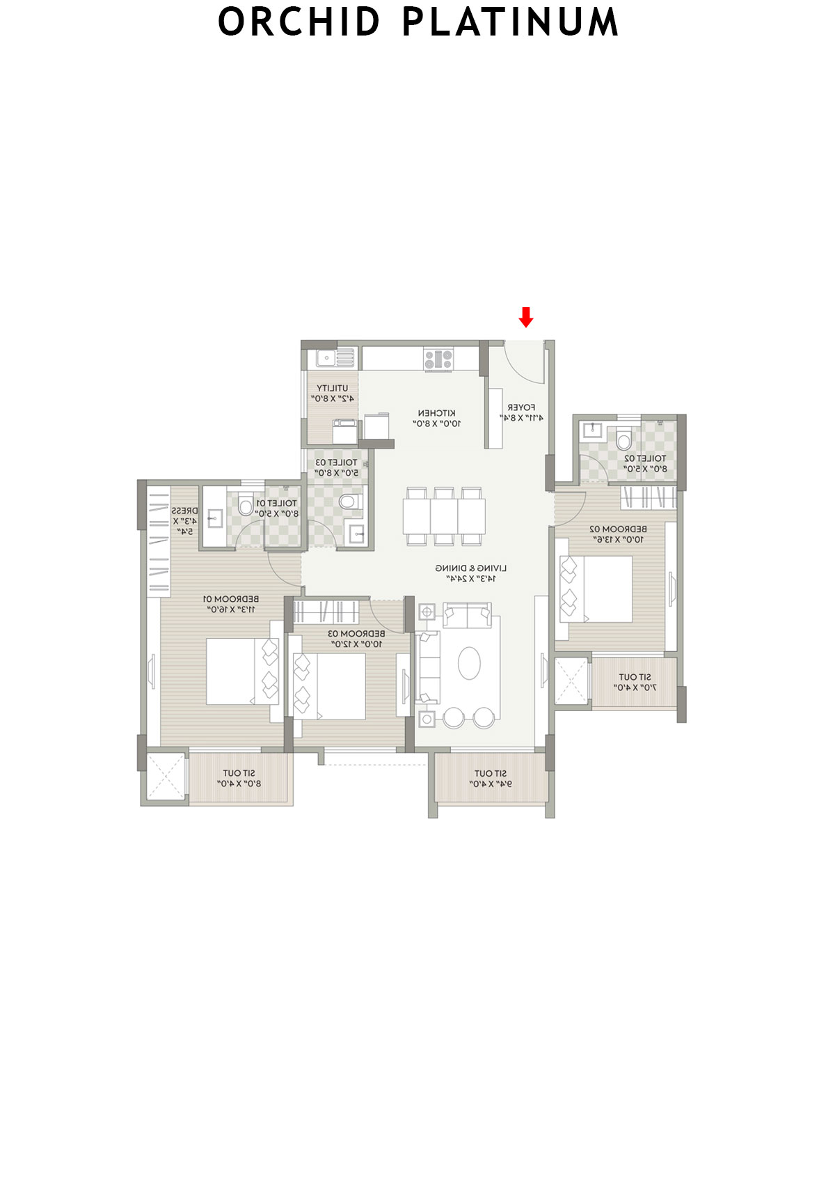 Orchid Platinum Tower A Unit 4 Floor Plan