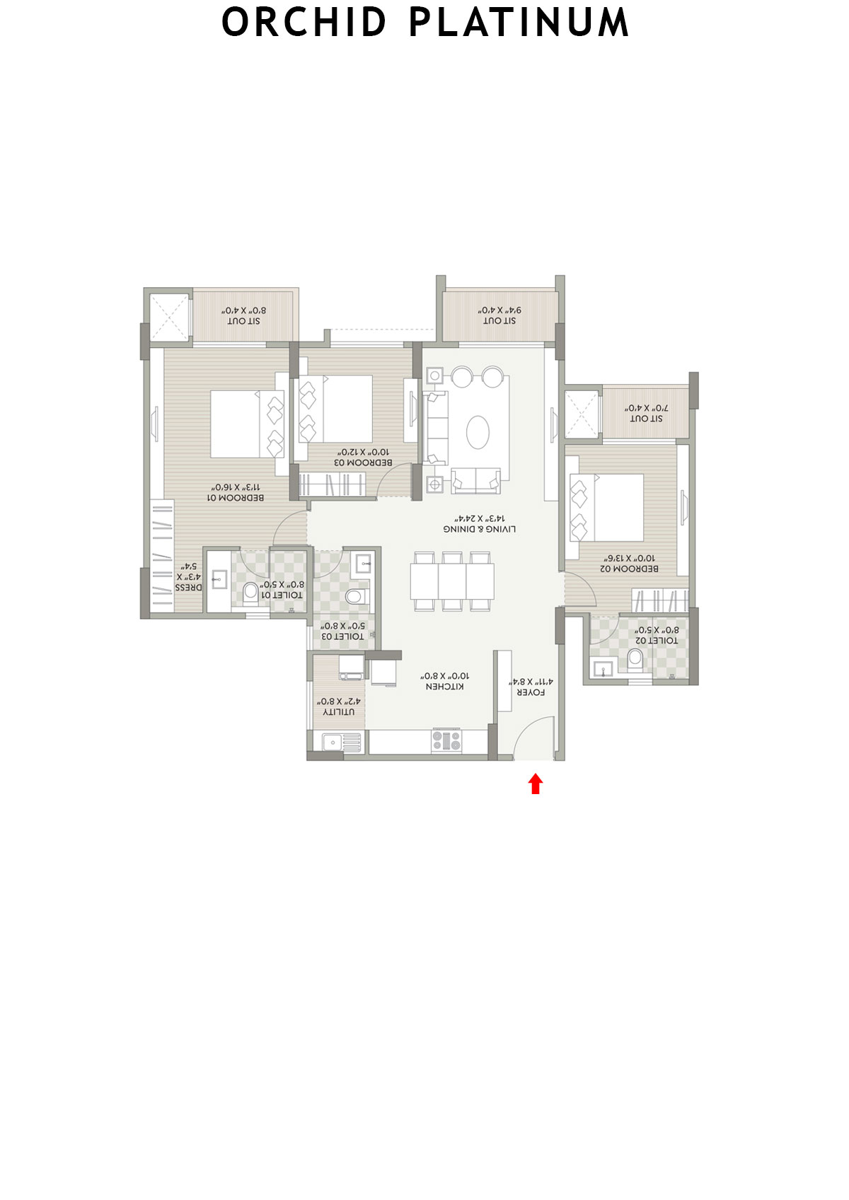 Orchid Platinum Tower B Unit 1 Floor Plan