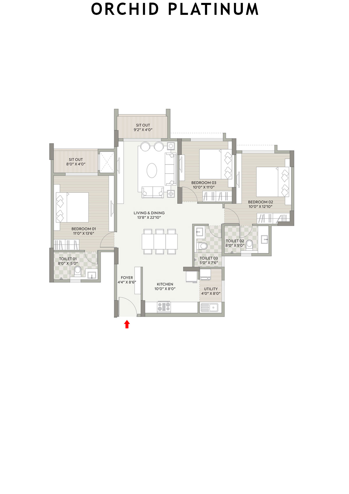 Orchid Platinum Tower B Unit 2 Floor Plan