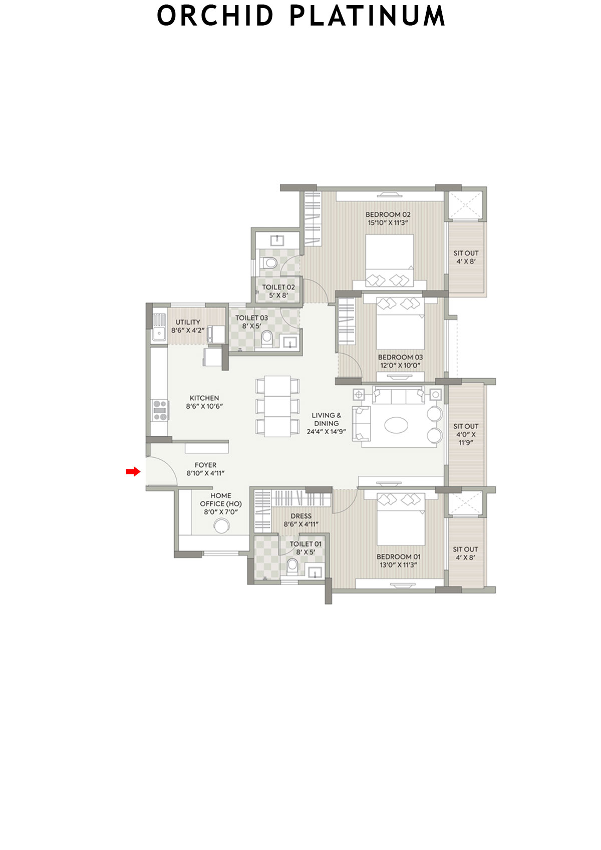 Orchid Platinum Tower C Unit 2 Floor Plan
