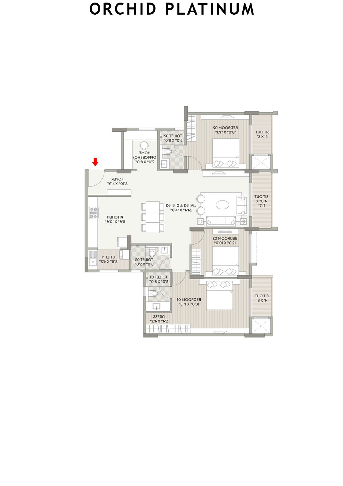 Orchid Platinum Tower C Unit 3 Floor Plan