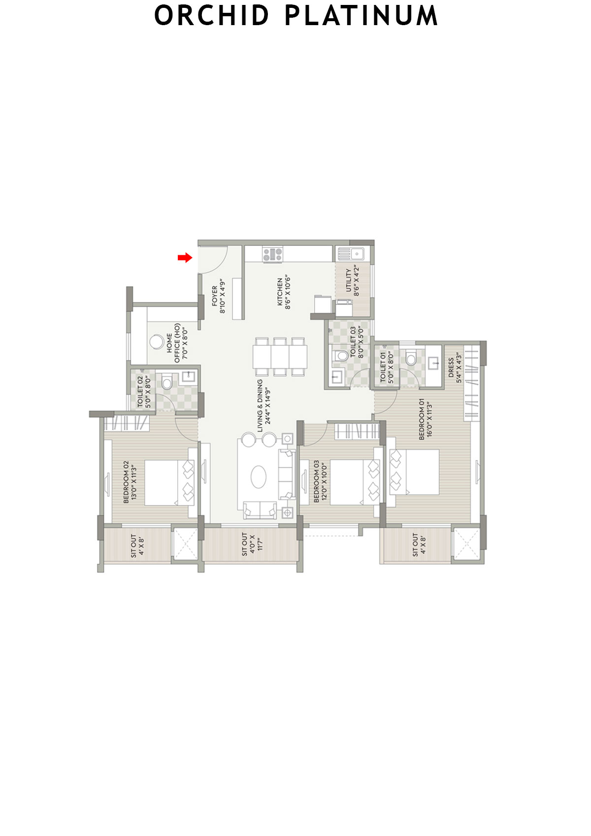 Orchid Platinum Tower C Unit 4 Floor Plan