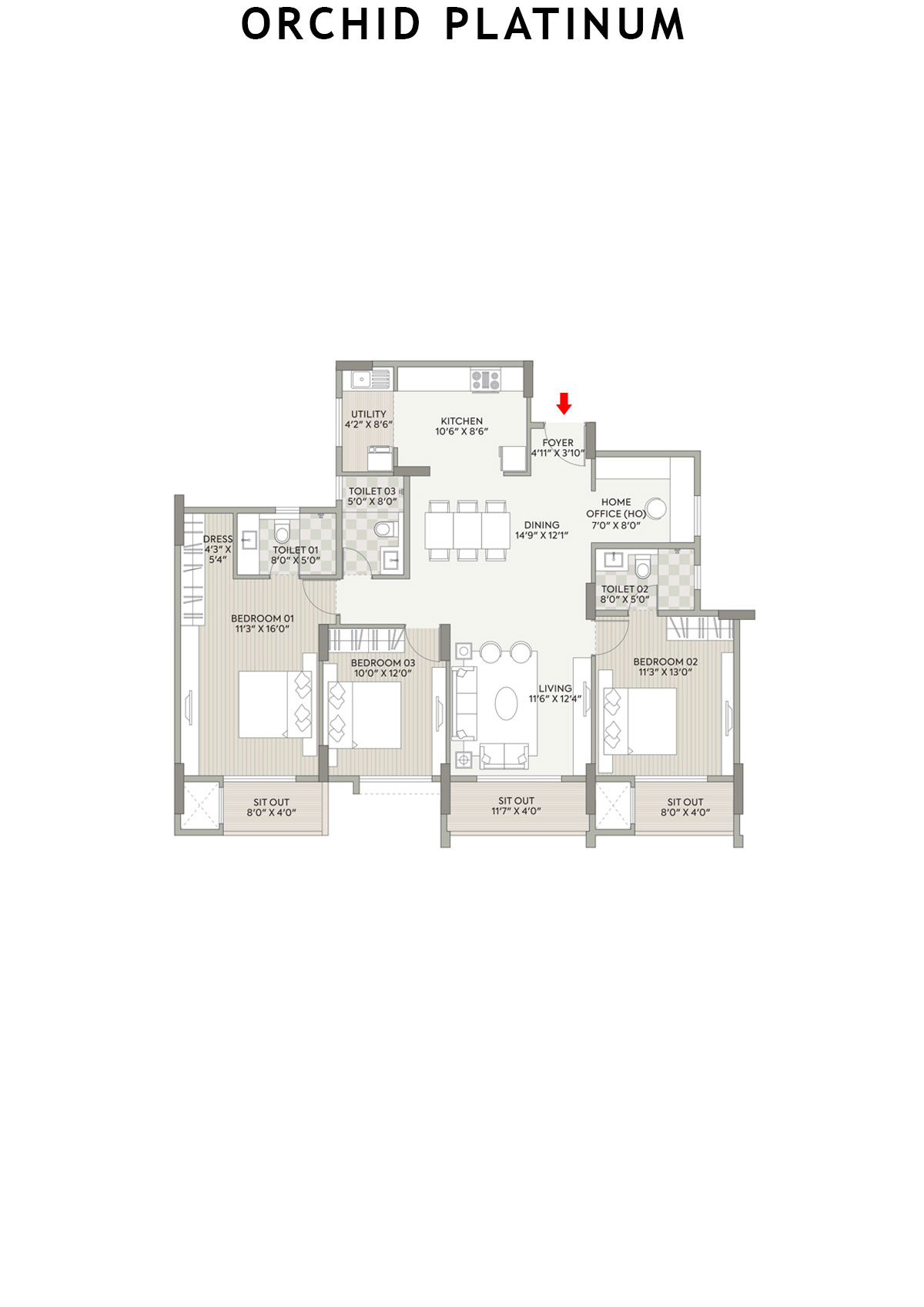Orchid Platinum Tower C Unit 5 Floor Plan