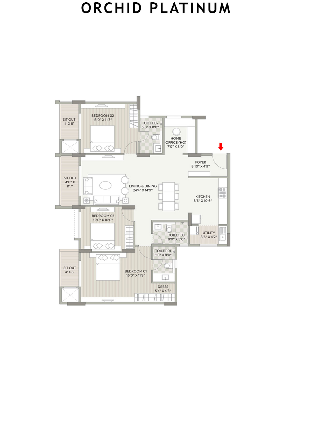 Orchid Platinum Tower C Unit 6 Floor Plan