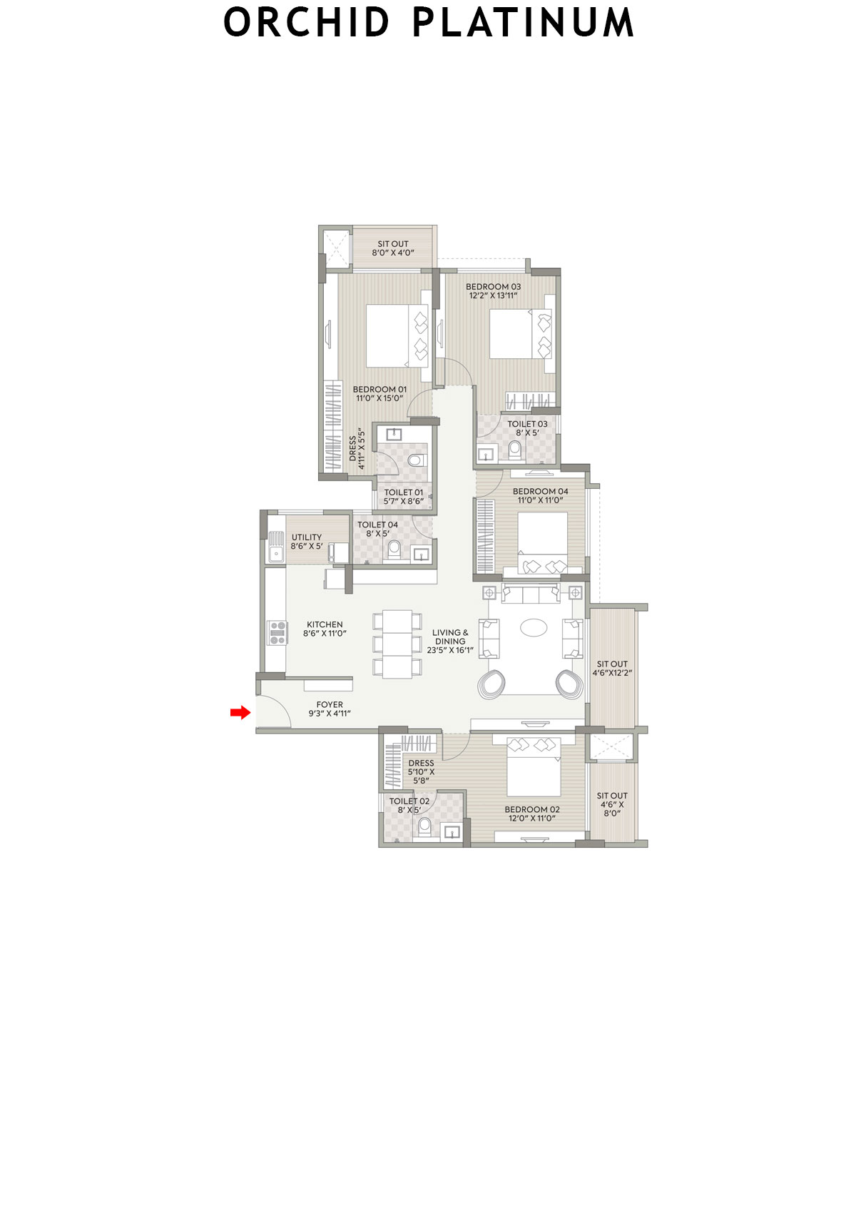 Orchid Platinum Tower D Unit 2 Floor Plan