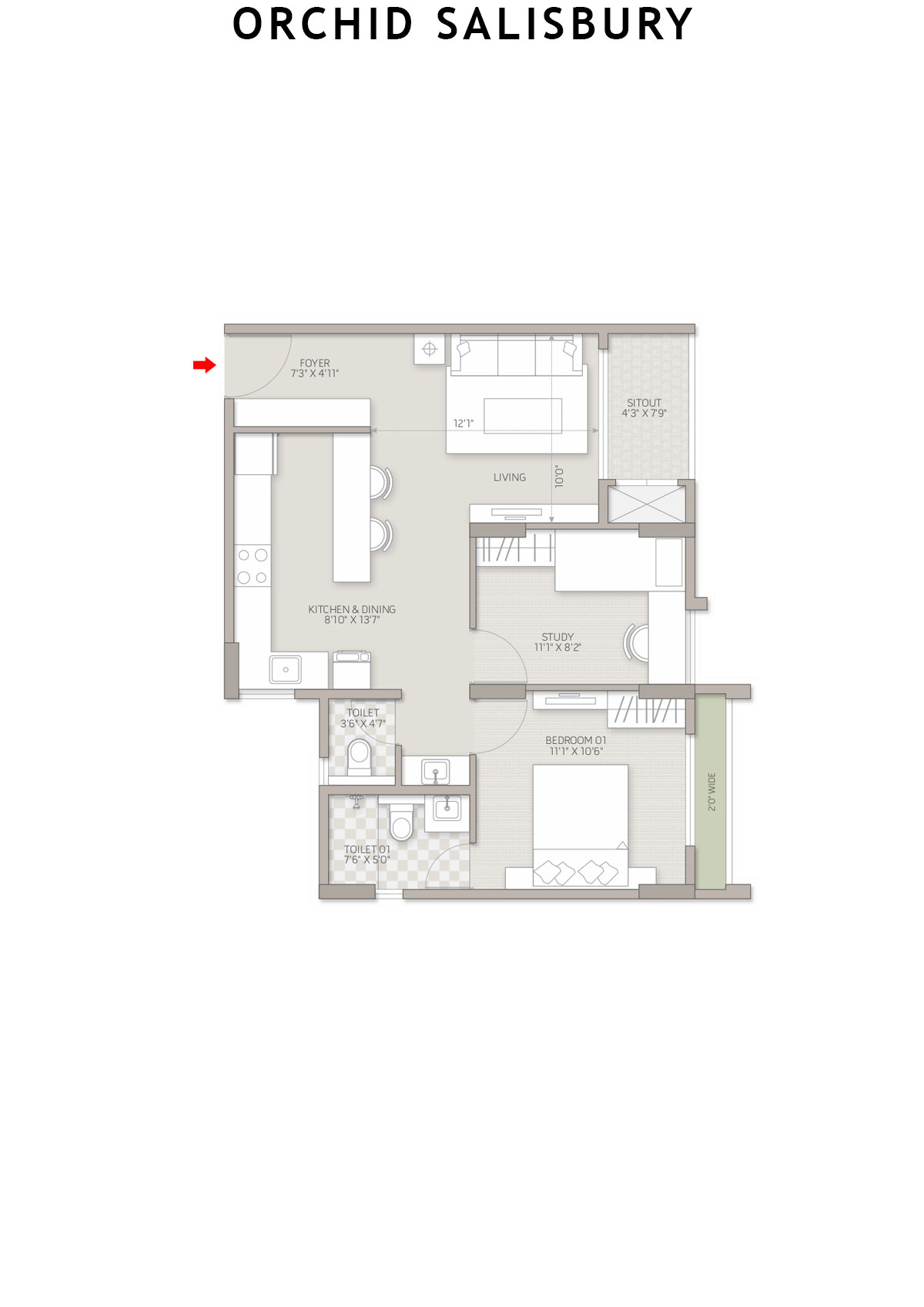 Orchid Salisbury Tower A Unit 2 Floor Plan
